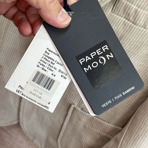 NEW WITH TAGS PAPER MOON LINEN BLAZER IN CREAM AND WHITE STRIPES - Picture 4 of 6